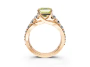 Solitaire Engagement Ring Setting for Fancy Yellow Asscher Cut Center with Graduated Shared Prongs and Prong Head in Rose Gold