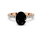 Open Basket Engagement Ring Setting for Fancy Black Oval Center with Pave Band and Prong Head in Rose Gold