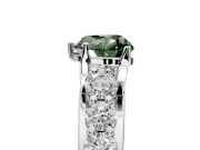 Solitaire Engagement Ring Setting for Fancy Green Heart-Shaped Center with Graduated Shared Prongs and Prong Head in Sterling Silver