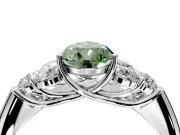 Cluster Engagement Ring Setting for Fancy Green Pear-Shaped Center with Round Cut Accent Frame and Prong Head in Sterling Silver