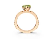 Solitaire Engagement Ring Setting for Fancy Yellow Heart-Shaped Center with Milgrain-Edged Pave Band and Prong Head in Rose Gold
