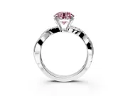 Crossover Engagement Ring Setting for Fancy Pink Round Cut Center with Pave and Plain Strands and Prong Head in Sterling Silver