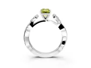 Floral Engagement Ring Setting for Fancy Yellow Emerald Cut Center with Trailing Marquise Accents and Prong Head in Platinum