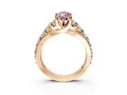 Solitaire Engagement Ring Setting for Fancy Pink Pear-Shaped Center with Graduated Shared Prongs and Prong Head in Rose Gold
