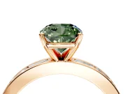 Solitaire Engagement Ring Setting for Fancy Green Cushion Cut Center with Channel Baguette Band and Prong Head in Rose Gold