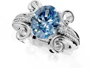 Solitaire Engagement Ring Setting for Fancy Blue Oval Center with Twisted Band and Scroll Prong Head in Platinum