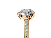 Solitaire Engagement Ring Setting for Heart-Shaped Center with Channel Accents and Prong Head in Yellow Gold