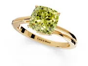 Solitaire Engagement Ring Setting for Fancy Yellow Cushion Cut Center with Plain Bypass Twist Band and Prong Head in Yellow Gold