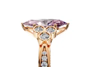 Cluster Engagement Ring Setting for Fancy Pink Marquise Center with Bezel Accent Clusters and Prong Head in Rose Gold