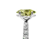 Solitaire Engagement Ring Setting for Fancy Yellow Oval Center with Micro Pave Band and Prong Head in Platinum