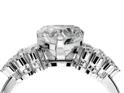 Cluster Engagement Ring Setting for Heart-Shaped Center with 2-Row Shoulder Clusters and Prong Head in Platinum