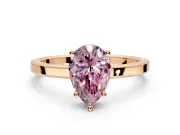Hidden Halo Engagement Ring Setting for Fancy Pink Pear-Shaped Center with Wide Flat Plain Band and Prong Head in Rose Gold