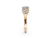 Solitaire Engagement Ring Setting for Cushion Cut Center with Marquise Flower Shoulders and Prong Head in Rose Gold