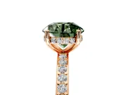 Solitaire Engagement Ring Setting for Fancy Green Round Cut Center with Fine Pave Band and Prong Head in Rose Gold