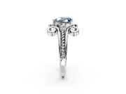 Solitaire Engagement Ring Setting for Fancy Blue Heart-Shaped Center with Twisted Band and Scroll Prong Head in Platinum