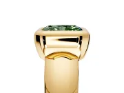 Solitaire Engagement Ring Setting for Fancy Green Radiant Cut Center with Wide Band and Bezel Head in Yellow Gold