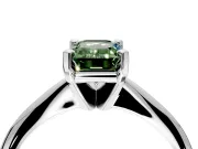 Solitaire Engagement Ring Setting for Fancy Green Emerald Cut Center with Knife Ridge Band and Claw Prong Head in Platinum