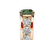 Solitaire Engagement Ring Setting for Fancy Green Cushion Cut Center with Graduated Shared Prongs and Prong Head in Rose Gold