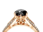 Solitaire Engagement Ring Setting for Fancy Black Marquise Center with Pave Rail Split Shank and Prong Head in Rose Gold