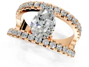 Solitaire Engagement Ring Setting for Pear-Shaped Center with Wide-Open Split Shank and Prong Head in Rose Gold