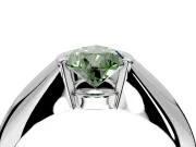 Tension Engagement Ring Setting for Fancy Green Pear-Shaped Center with Wide Tapered Band and Tension Head in Sterling Silver