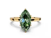 Solitaire Engagement Ring Setting for Fancy Green Marquise Center with Plain Band and Tulip Prong Head in Yellow Gold
