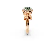 Halo Engagement Ring Setting for Fancy Green Round Cut Center with Floral Band and Prong Head in Rose Gold