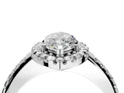 Pave Halo Engagement Ring Setting for Marquise Center with Single Row Pave Band and Prong Head in Sterling Silver