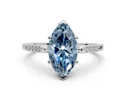 Solitaire Engagement Ring Setting for Fancy Blue Marquise Center with Channel Accents and Prong Head in Platinum