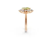 Small-Accent Cluster Halo Engagement Ring Setting for Fancy Yellow Pear-Shaped Center with Plain Band and Prong Head in Rose Gold