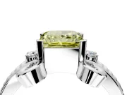 Solitaire Engagement Ring Setting for Fancy Yellow Princess Cut Center with Twisted Band and Scroll Prong Head in Platinum