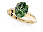 Solitaire Engagement Ring Setting for Fancy Green Oval Center with Wide Knife Ridge Band and Prong Head in Yellow Gold