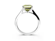 Solitaire Engagement Ring Setting for Fancy Yellow Asscher Cut Center with Tapered Shoulders and Prong Head in Sterling Silver