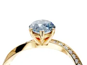 Side Accent Engagement Ring Setting for Fancy Blue Marquise Center with Accent Shoulders and Prong Head in Yellow Gold