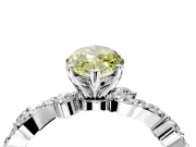 Solitaire Engagement Ring Setting for Fancy Yellow Marquise Center with Bar-Station Pave Twist and Prong Head in Sterling Silver