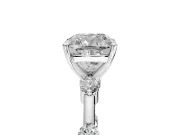 Solitaire Engagement Ring Setting for Cushion Cut Center with Bezel Station Band and Prong Head in Platinum