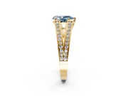 Split Shank Engagement Ring Setting for Fancy Blue Pear-Shaped Center with Pave Split Shank and Prong Head in Yellow Gold
