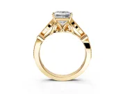 Solitaire Engagement Ring Setting for Princess Cut Center with Marquise and Bezel Accents and Prong Head in Yellow Gold
