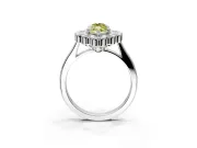 Cluster Halo Engagement Ring Setting for Fancy Yellow Marquise Center with Milgrain Bezel Accents and Prong Head in Sterling Silver