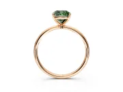 Solitaire Engagement Ring Setting for Fancy Green Cushion Cut Center with Straight Thin Band and Prong Head in Rose Gold