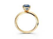 Solitaire Engagement Ring Setting for Fancy Blue Radiant Cut Center with Wide Knife Ridge Band and Prong Head in Yellow Gold