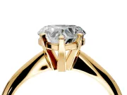 Solitaire Engagement Ring Setting for Heart-Shaped Center with Knife Ridge Band and Claw Prong Head in Yellow Gold