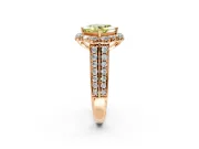 Large Accent Halo Engagement Ring Setting for Fancy Yellow Princess Cut Center with Pave Split Shank and Prong Head in Rose Gold