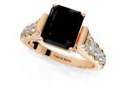 Solitaire Engagement Ring Setting for Fancy Black Radiant Cut Center with Pave Cathedral Shoulders and Prong Head in Rose Gold