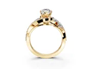 Halo Engagement Ring Setting for Marquise Center with Marquise and Pave Bypass Band and Prong Head in Yellow Gold