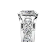 Solitaire Engagement Ring Setting for Radiant Cut Center with Graduated Shared Prongs and Prong Head in Platinum