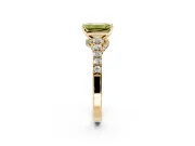 Solitaire Engagement Ring Setting for Fancy Yellow Emerald Cut Center with Crossover Accents and Prong Head in Yellow Gold