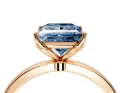 Solitaire Engagement Ring Setting for Fancy Blue Princess Cut Center with Thin Rounded Plain Band and Prong Head in Rose Gold