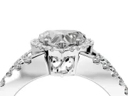 Halo Engagement Ring Setting for Heart-Shaped Center with Wide-Open Pave Split Shank and Prong Head in White Gold