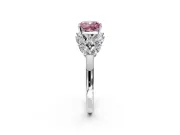 Leaf Cluster Engagement Ring Setting for Fancy Pink Cushion Cut Center with Marquise Accents and Prong Head in Sterling Silver